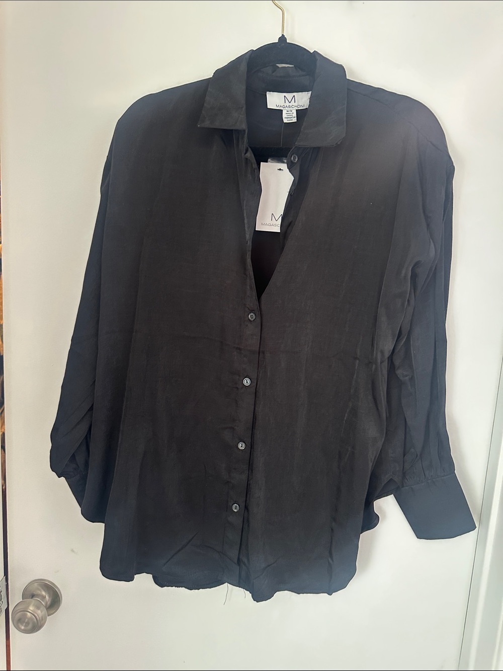 Magaschoni Black Casual Button-Down Shirt